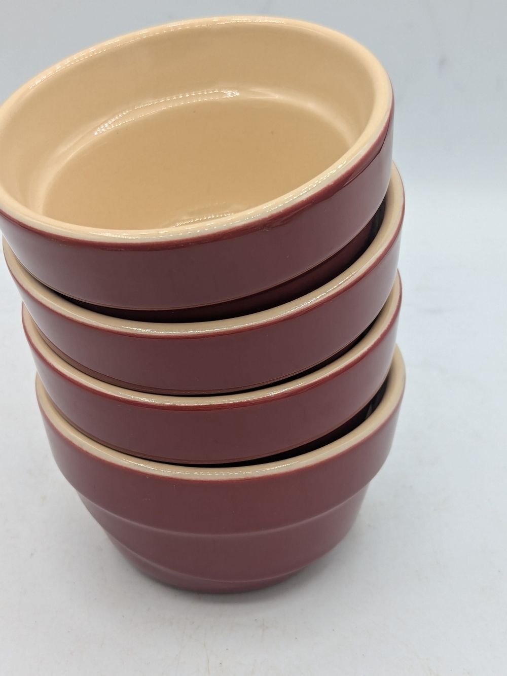 Set of 4 Le Creuset Stackable Ramekins - Burgundy / Maroon